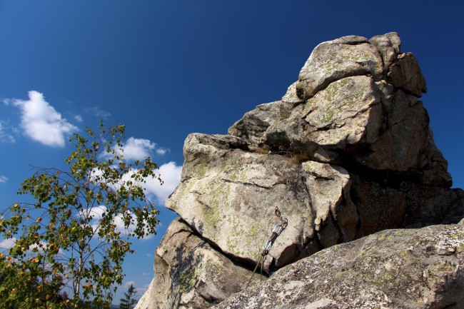 Lezení na Drátenické skále, Blatiny, Žďárské vrchy, Vysočina