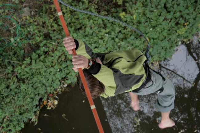 Highline - slackline projekt pod Tyršovým mostem v Plzni