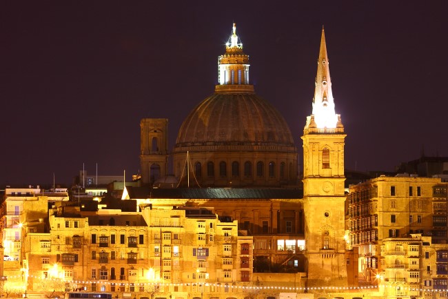 Noční focení Valleta, ostrov Malta