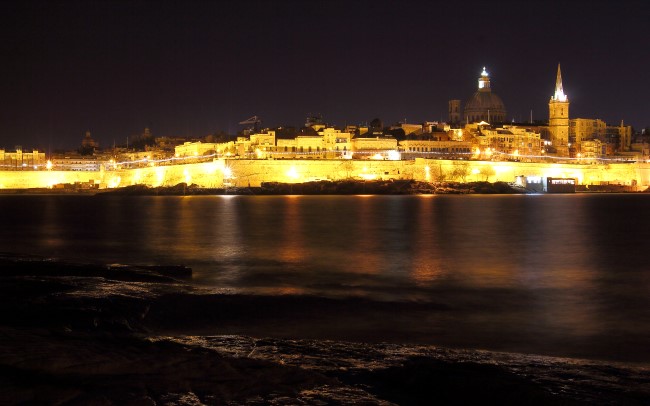 Noční focení Valleta, ostrov Malta