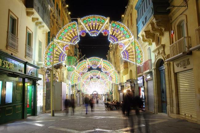 Noční focení Valleta, ostrov Malta