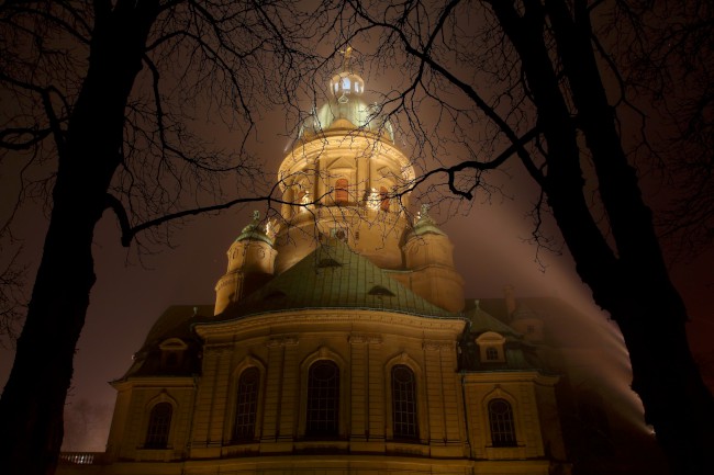 Noční focení, Mannheim, Bádensko-Württembersko, Německo