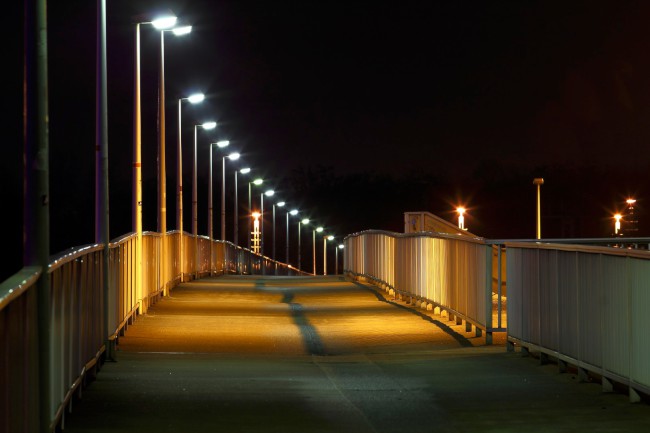Noční focení, Mannheim, Bádensko-Württembersko, Německo
