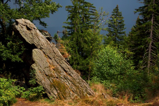 Lezení na skalách Kaitersberg, Bavorský les, Německo