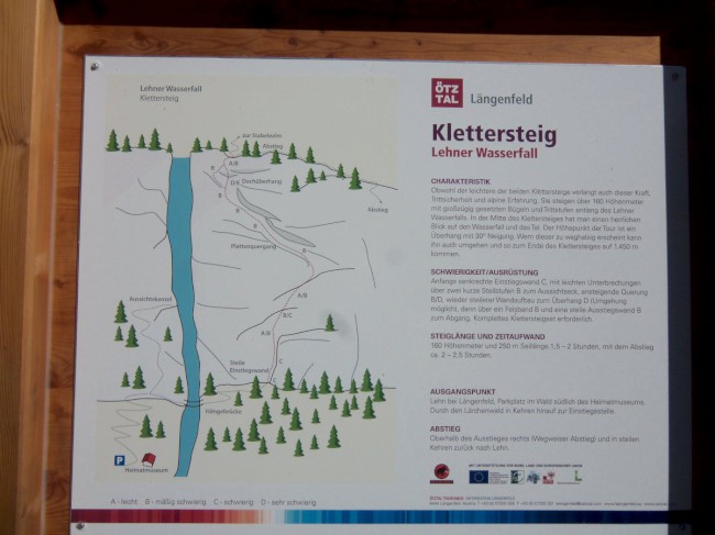 Klettersteig Lehner Wasserfall, Zajištěné cesty Längenfeld, Öetztálské Alpy, Tyrolsko, Rakousko