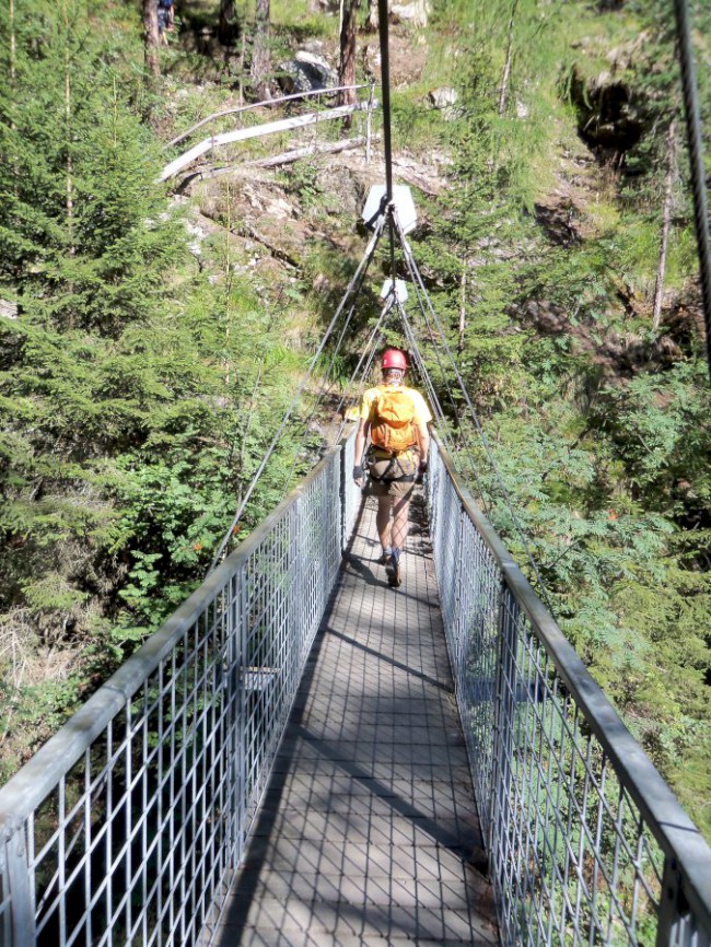 Klettersteig Lehner Wasserfall, Zajištěné cesty Längenfeld, Öetztálské Alpy, Tyrolsko, Rakousko