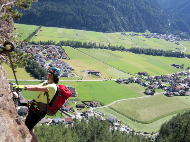 Klettersteig Lehner Wasserfall, Zajištěné cesty Längenfeld, Öetztálské Alpy, Tyrolsko, Rakousko