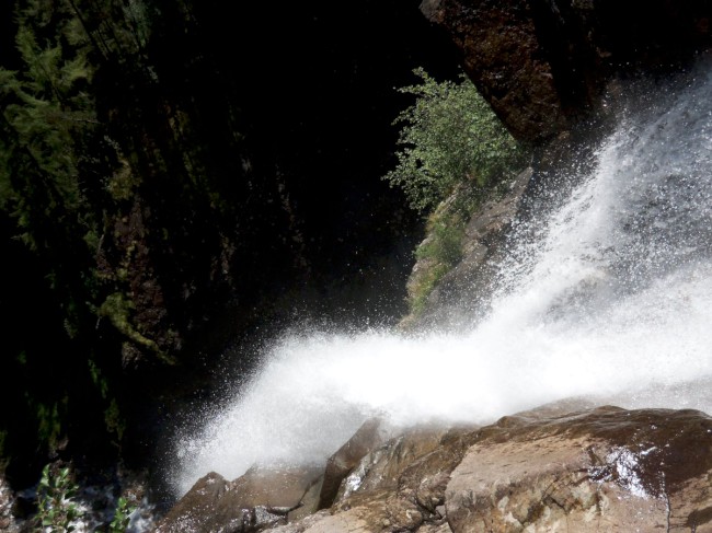 Klettersteig Lehner Wasserfall, Zajištěné cesty Längenfeld, Öetztálské Alpy, Tyrolsko, Rakousko