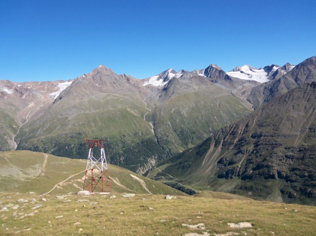 Breslauer hütte, Vratislavská chata, sestup Vent, Wildspitze, Öetztálské Alpy, Tyrolsko, Rakousko