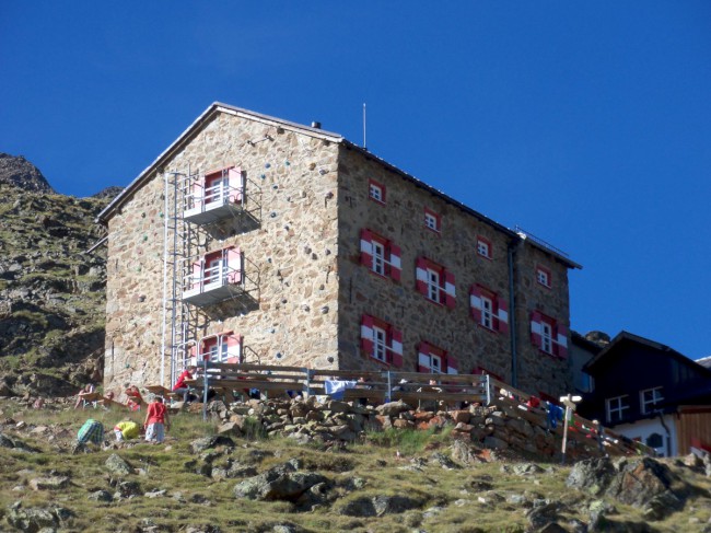 Breslauer hütte, Vratislavská chata, Wildspitze, Öetztálské Alpy, Tyrolsko, Rakousko