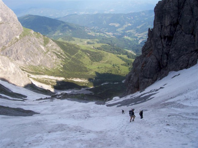 Sestup od klettersteig Königsjodler, Hochkönig, Berchtesgadenské Alpy, Rakousko