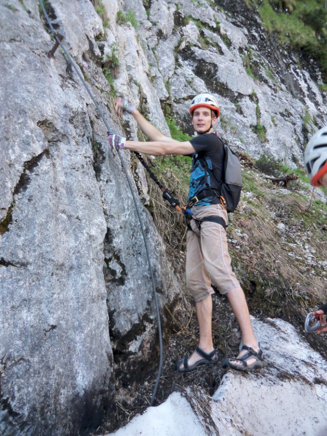 Seewand klettersteig, spodní část, Rakousko, Solná komora, Dachstein, Alpy