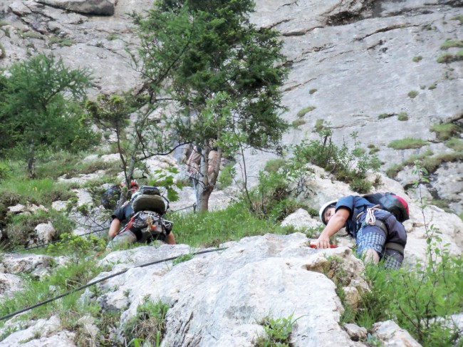 Seewand klettersteig, spodní část, Rakousko, Solná komora, Dachstein, Alpy