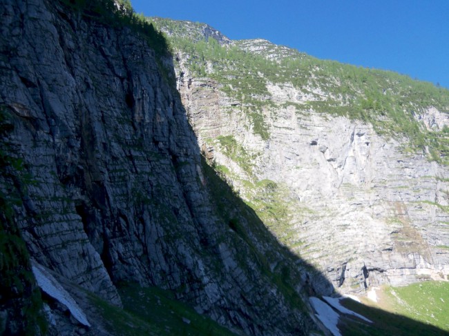 Seewand klettersteig, spodní část, Rakousko, Solná komora, Dachstein, Alpy