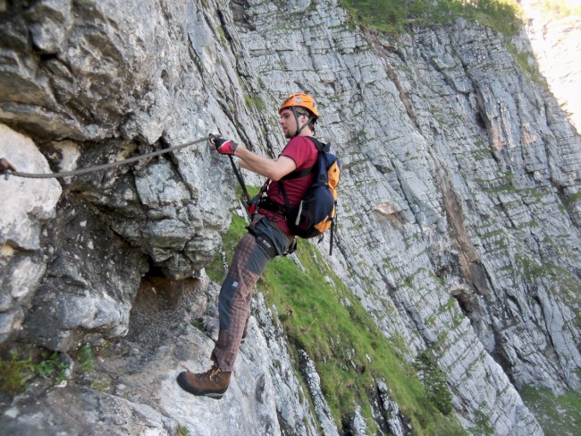 Seewand klettersteig, spodní část, Rakousko, Solná komora, Dachstein, Alpy