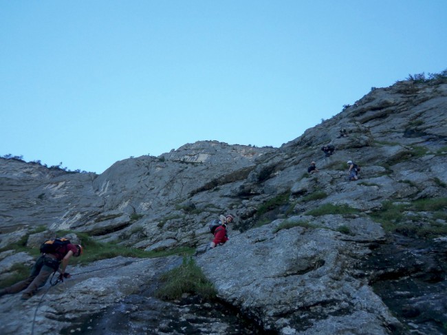 Seewand klettersteig, spodní část, Rakousko, Solná komora, Dachstein, Alpy