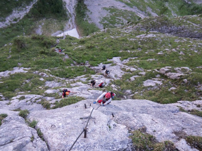 Seewand klettersteig, spodní část, Rakousko, Solná komora, Dachstein, Alpy