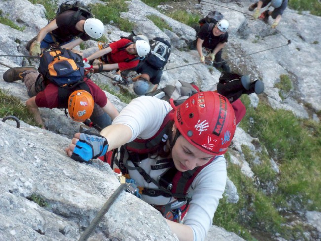 Seewand klettersteig, spodní část, Rakousko, Solná komora, Dachstein, Alpy