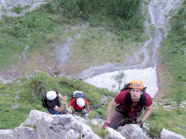 Seewand klettersteig, spodní část, Rakousko, Solná komora, Dachstein, Alpy