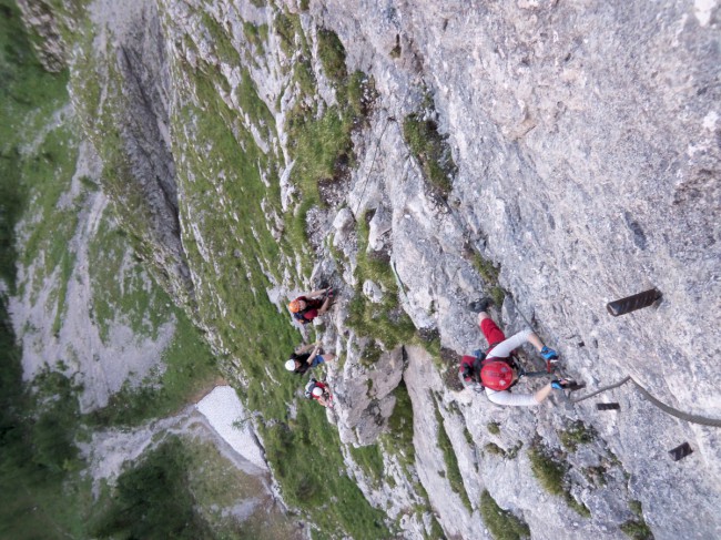 Seewand klettersteig, spodní část, Rakousko, Solná komora, Dachstein, Alpy