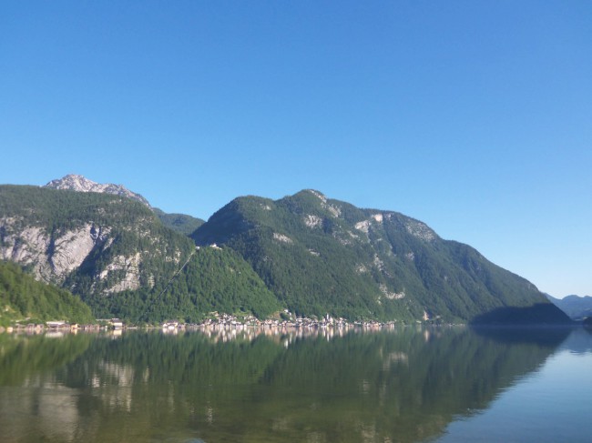Hallstatské jezero, nástup na Seewand klettersteig, Rakousko, Solná komora, Dachstein, Alpy