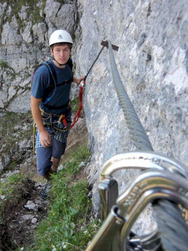 Seewand klettersteig, horní část, Rakousko, Solná komora, Dachstein, Alpy