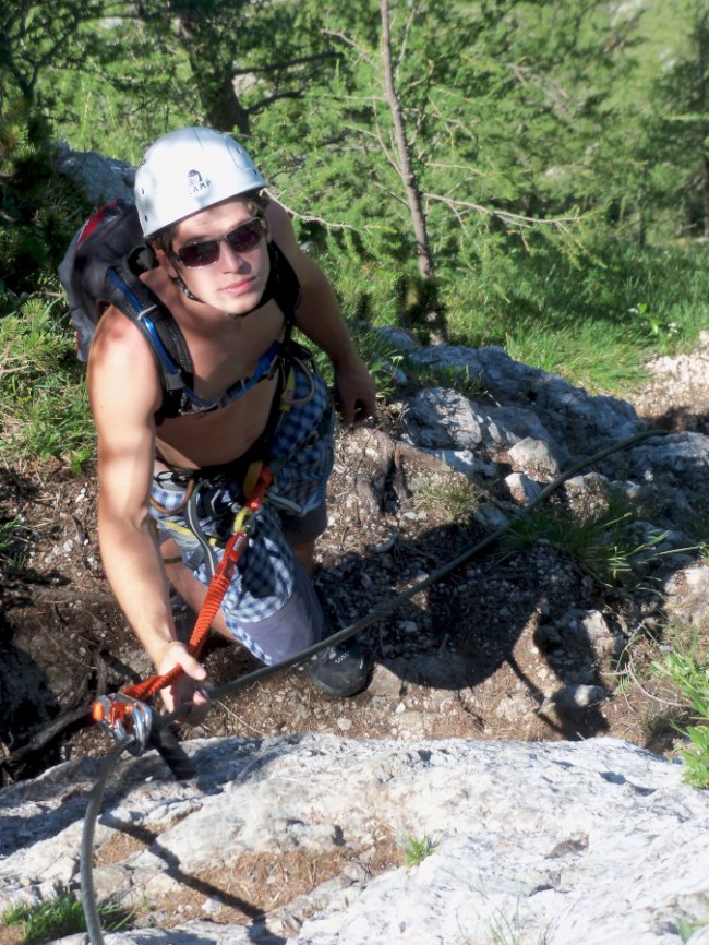 Seewand klettersteig, horní část, Rakousko, Solná komora, Dachstein, Alpy