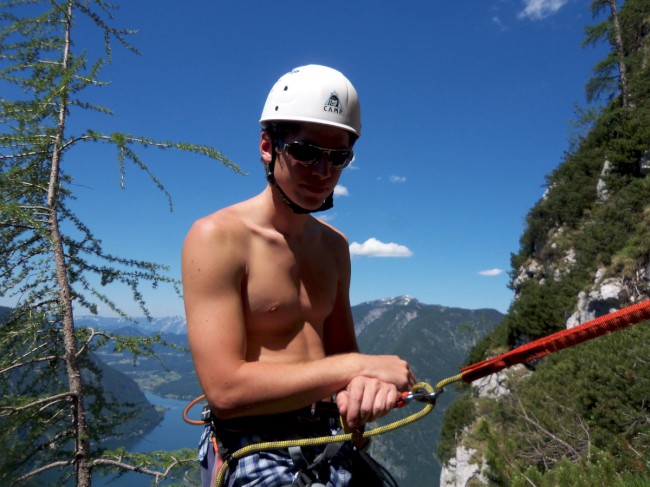 Seewand klettersteig, horní část, Rakousko, Solná komora, Dachstein, Alpy