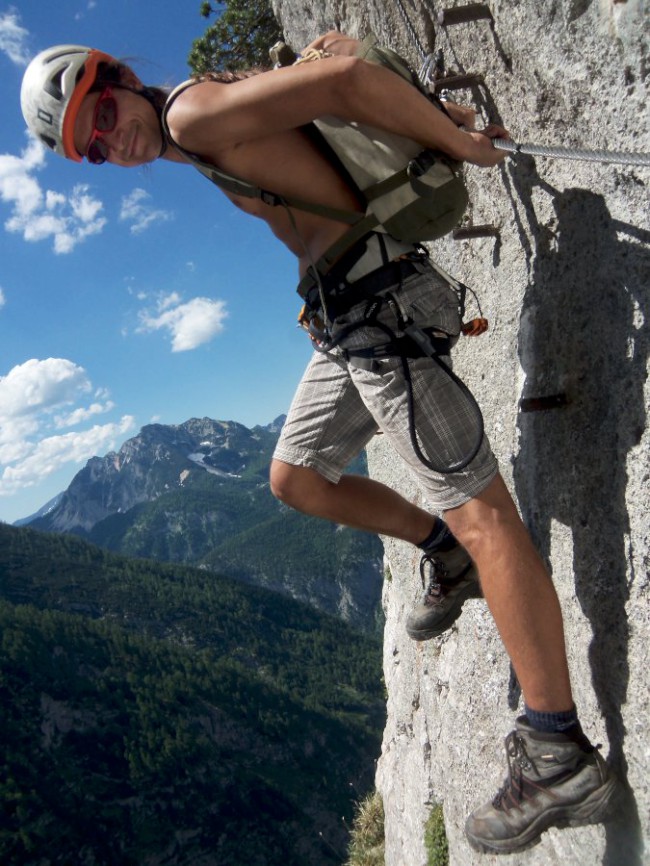 Seewand klettersteig, horní část, Rakousko, Solná komora, Dachstein, Alpy