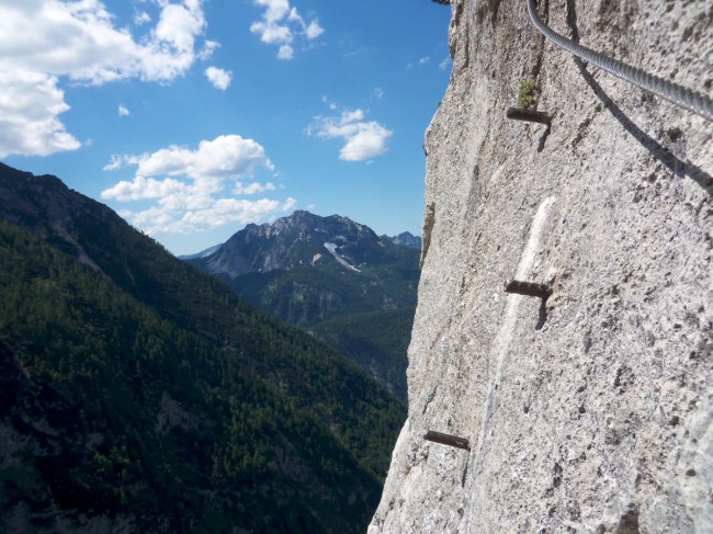 Seewand klettersteig, horní část, Rakousko, Solná komora, Dachstein, Alpy