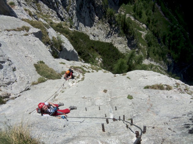 Seewand klettersteig, horní část, Rakousko, Solná komora, Dachstein, Alpy