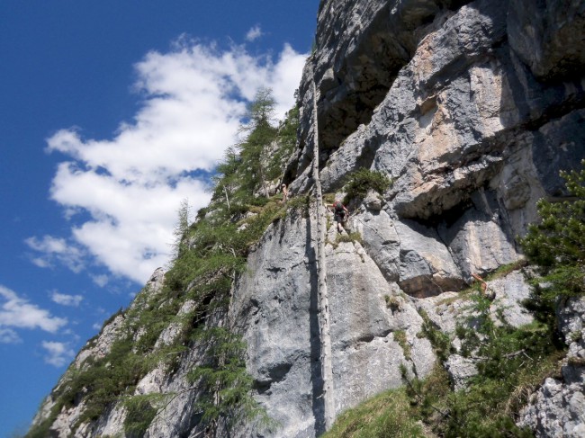 Seewand klettersteig, horní část, Rakousko, Solná komora, Dachstein, Alpy