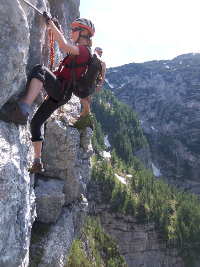 Seewand klettersteig, horní část, Rakousko, Solná komora, Dachstein, Alpy