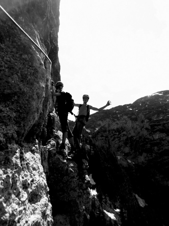 Seewand klettersteig, horní část, Rakousko, Solná komora, Dachstein, Alpy