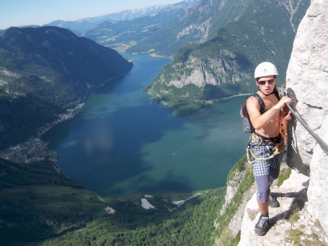 Seewand klettersteig, horní část, Rakousko, Solná komora, Dachstein, Alpy