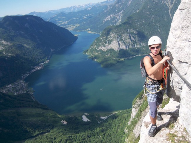 Seewand klettersteig, horní část, Rakousko, Solná komora, Dachstein, Alpy