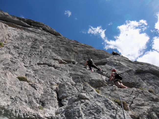 Seewand klettersteig, horní část, Rakousko, Solná komora, Dachstein, Alpy