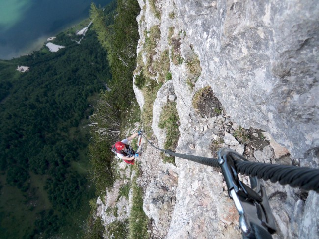 Seewand klettersteig, horní část, Rakousko, Solná komora, Dachstein, Alpy