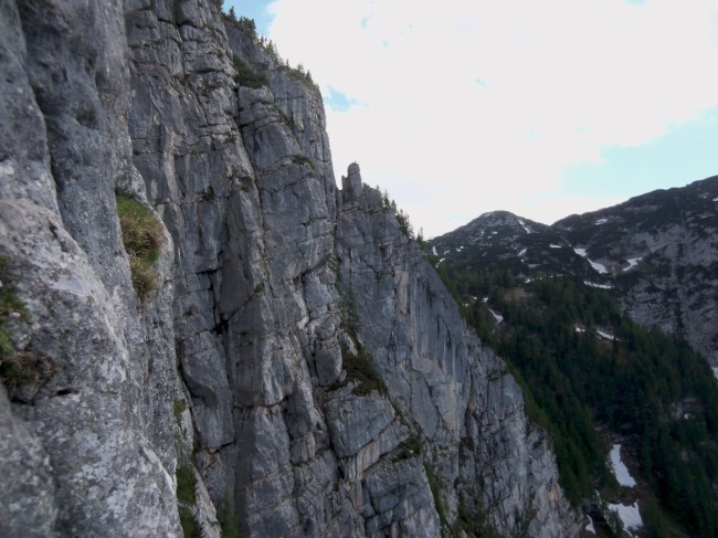 Seewand klettersteig, horní část, Rakousko, Solná komora, Dachstein, Alpy