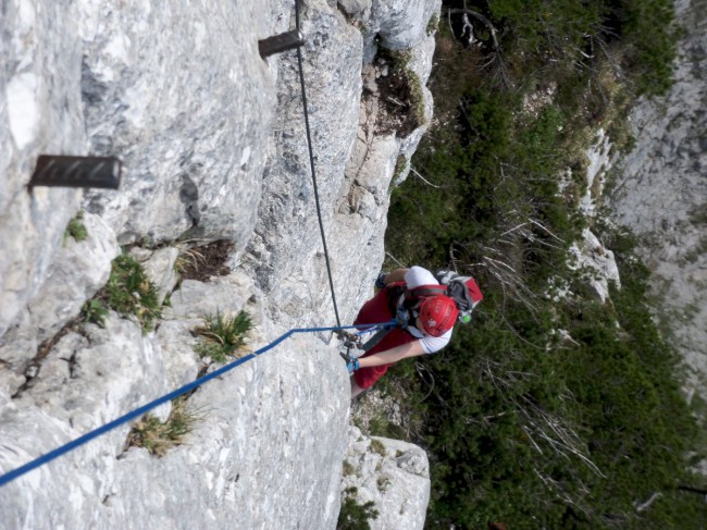 Seewand klettersteig, horní část, Rakousko, Solná komora, Dachstein, Alpy