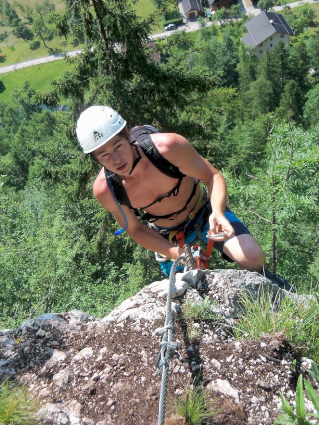 Výstup Echernwand klettersteig, Hallstat, Rakousko, Solná komora, Dachstein, Alpy