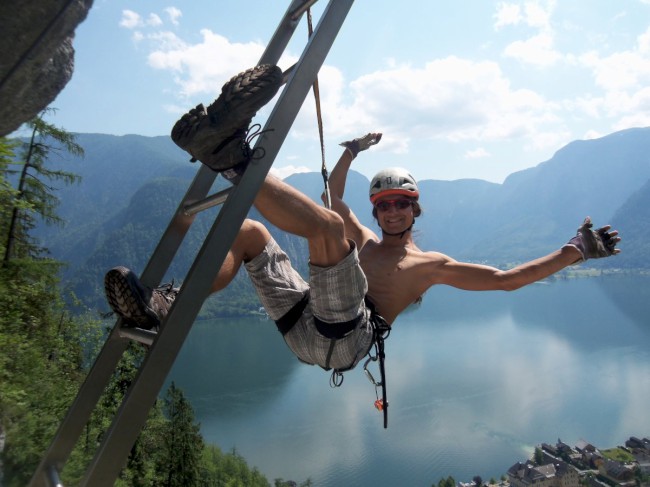 Výstup Echernwand klettersteig, Hallstat, Rakousko, Solná komora, Dachstein, Alpy