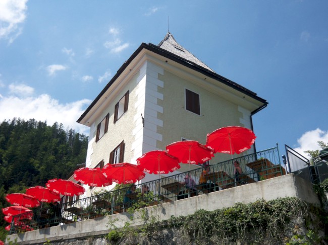 Sestup Echernwand klettersteig, Hallstat, Rakousko, Solná komora, Dachstein, Alpy