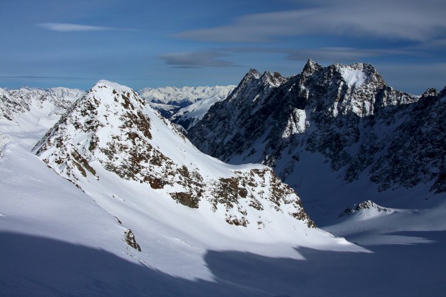 Vrchol Längentaler Weißer Kogel 3218m, Stubaiské Alpy, Rakoukso