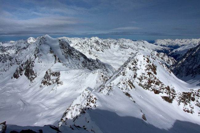 Vrchol Längentaler Weißer Kogel 3218m, Stubaiské Alpy, Rakoukso