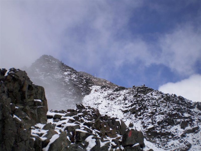 Vrchol Schrankogel (3496 m), Stubaiské Alpy, Tyrolsko, Rakousko