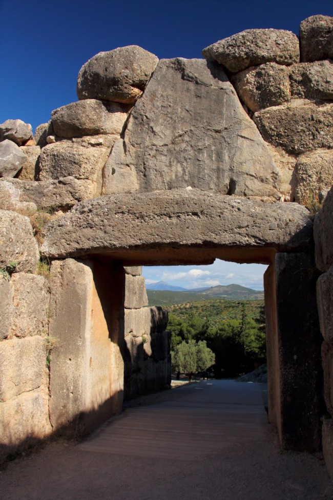 Lví brána, hrobka Aigisthose, Mykény, Peloponés, Řecko