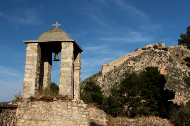 Nafplio, pevnosti Palamidi, Akronafplia, Burdzi, Peloponés, Řecko