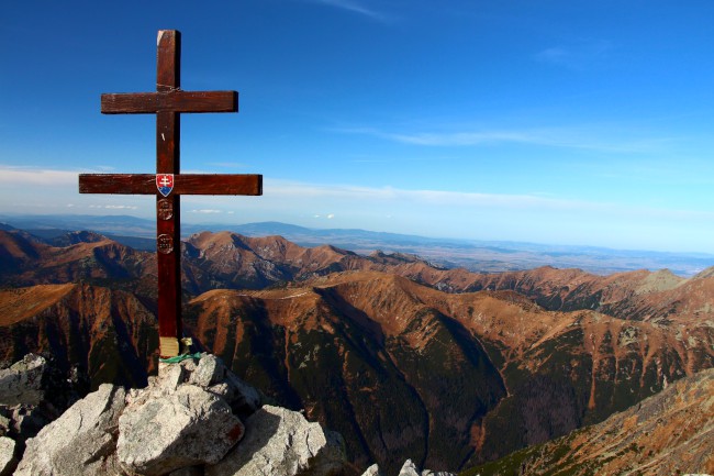 Vrchol hory Kriváň, sestup přes Jamy, Vysoké Tatry, Slovensko