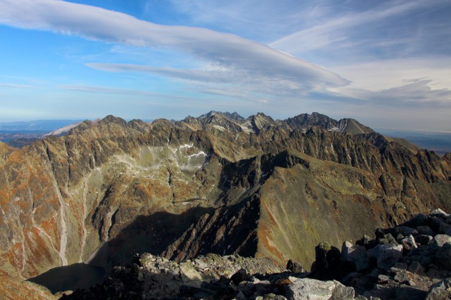 Vrchol hory Kriváň, sestup přes Jamy, Vysoké Tatry, Slovensko